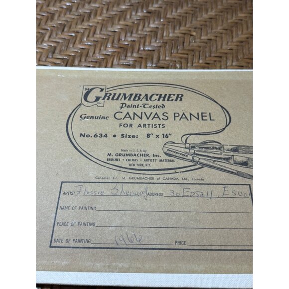 Vintage 1966 Still Life Painting On Grumbacher Canvas Panel 8" X 16" By Flossie - Picture 5 of 9